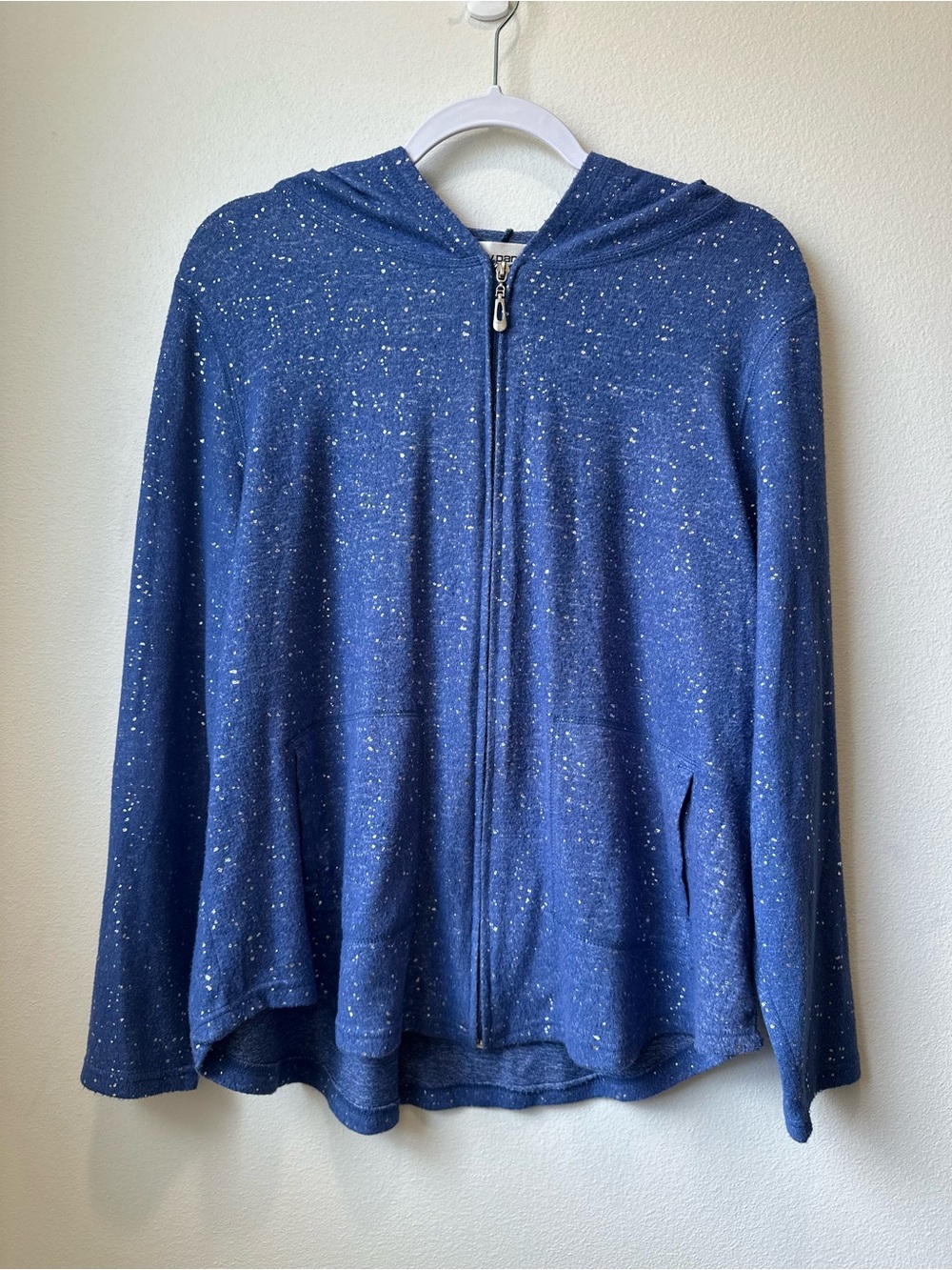 Blue Speckled Zip-Up Hoodie Jacket